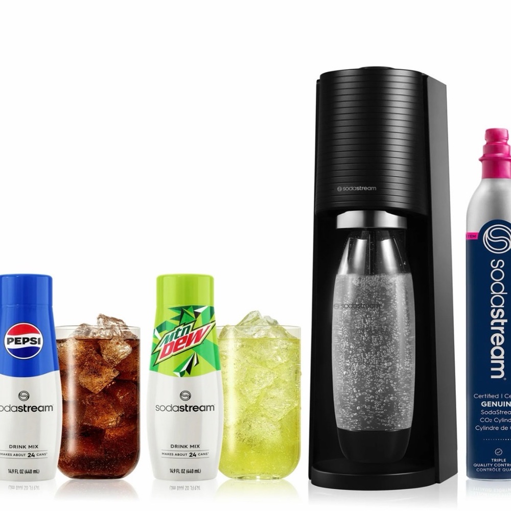 SodaStream Black Terra Sparkling Water Maker with Flavors